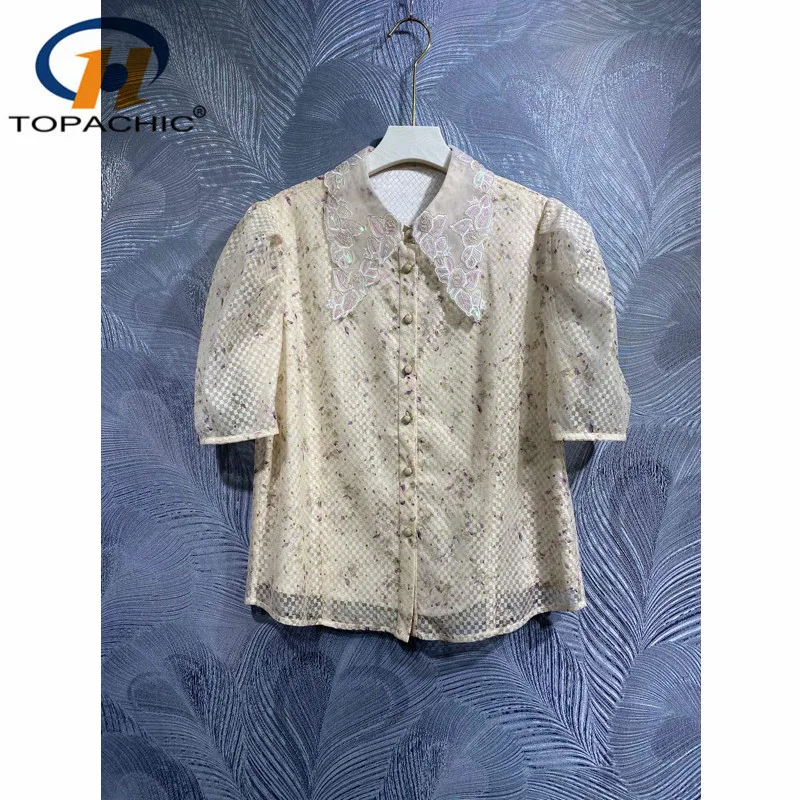 4.11 High Quality Vintage Sequins Embroidery Beading Lapel Mesh Plaid Print Single Breasted Blouse Shirt Women
4.11 High Quality Vintage Sequins Embroidery Beading Lapel Mesh Plaid Print Single Breasted Blouse Shirt Women