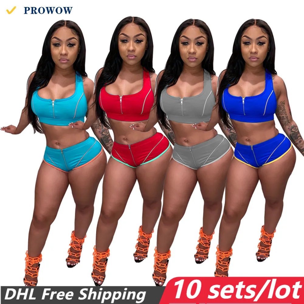 PROWOW Wholesale Women Tracksuits Summer Casual Slim Two Piece Set Zipper Vest + Shorts Yoga Sport Wear Suit Lady Clothing 7659
PROWOW Wholesale Women Tracksuits Summer Casual Slim Two Piece Set Zipper Vest + Shorts Yoga Sport Wear Suit Lady Clothing 7659