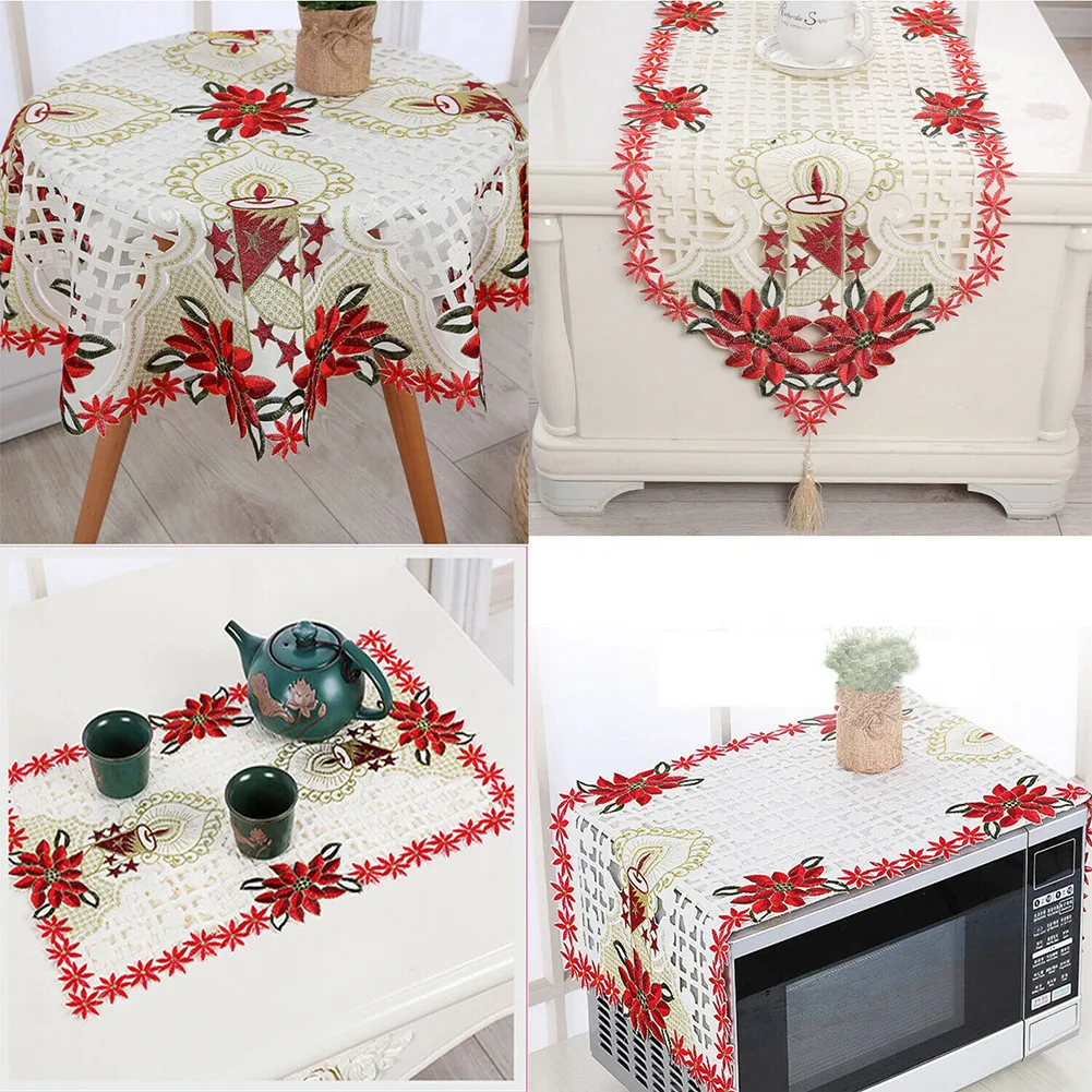 Рождественская скатерть из полиэстера с вышивкой Doily, скатерть для обеденного стола с вышивкой, украшение для нового года и свадьбы
Рождественская скатерть из полиэстера с вышивкой Doily, скатерть для обеденного стола с вышивкой, украшение для нового года и свадьбы