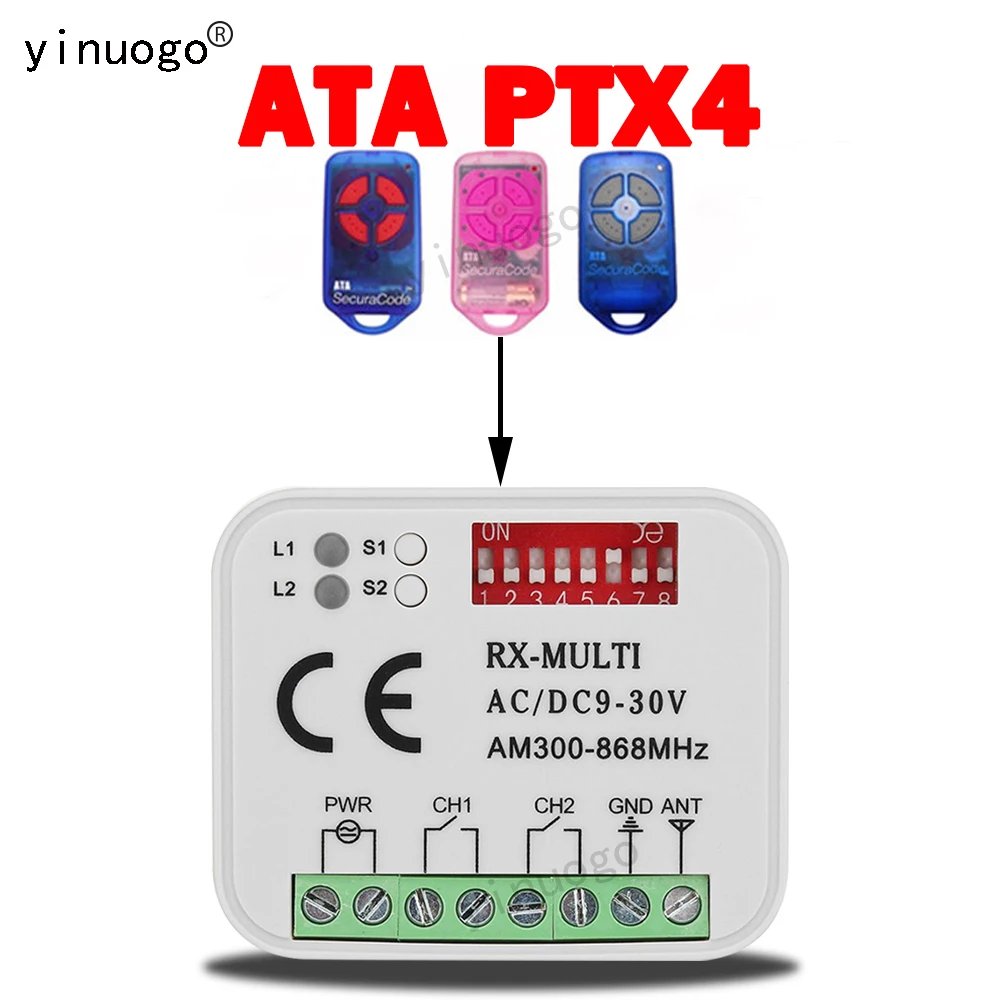 ATA PTX4 TX5 Universal Multi Frequency 300mhz-868mhz Garage Remote Control Receiver RX-MULTI AC/DC9-30V Gate Control Receiver
ATA PTX4 TX5 Universal Multi Frequency 300mhz-868mhz Garage Remote Control Receiver RX-MULTI AC/DC9-30V Gate Control Receiver