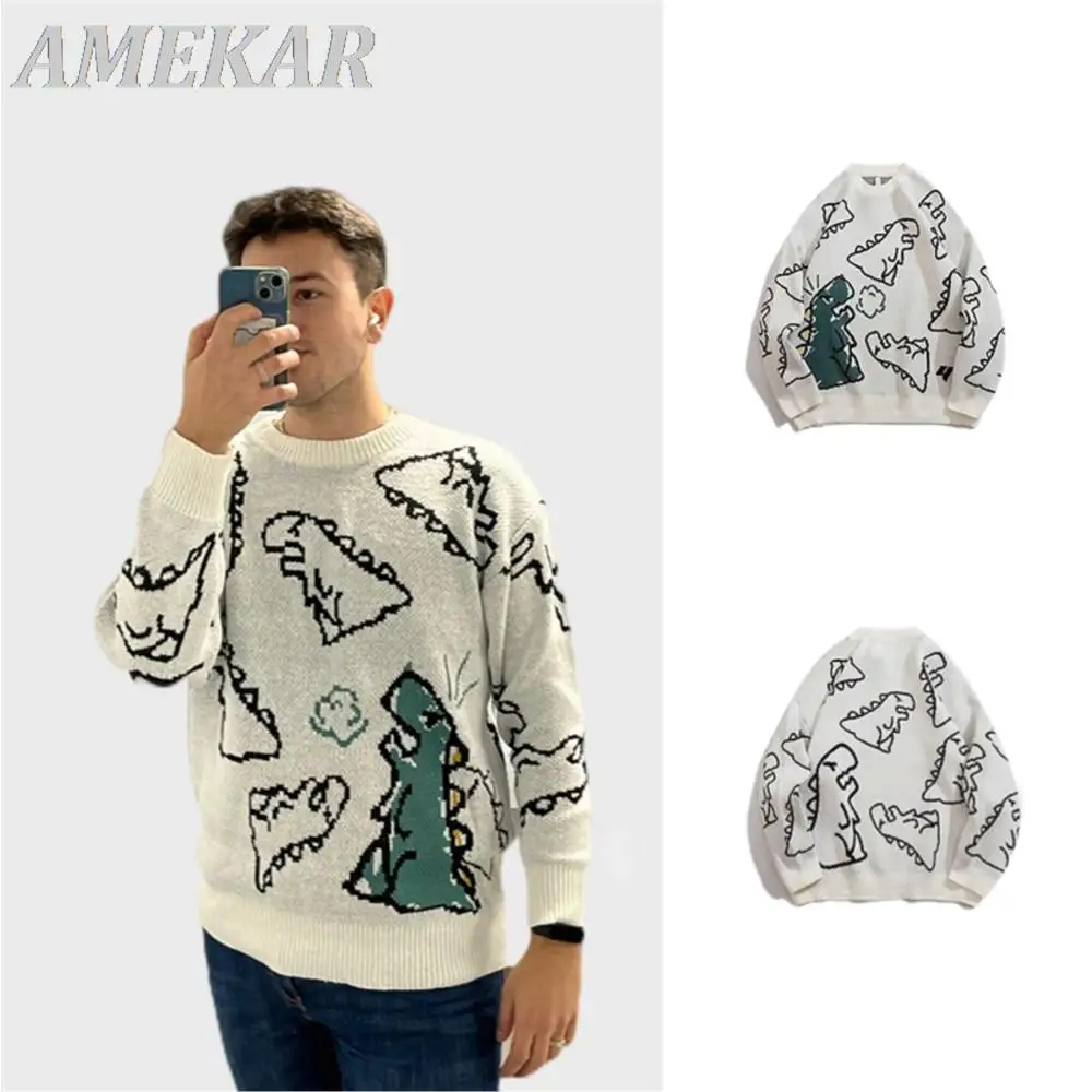 Couple O-Neck Cartoon Sweater Harajuku Fashion Knitted Hip Hop Streetwear Dinosaur Pullover Men Oversize Casual Vintage Sweaters
Couple O-Neck Cartoon Sweater Harajuku Fashion Knitted Hip Hop Streetwear Dinosaur Pullover Men Oversize Casual Vintage Sweaters