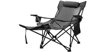 

Серый складной стул для кемпинга с откидывающейся спинкой и подставкой для ног-сетчатый шезлонг-отличное Расслабление для кемпинга