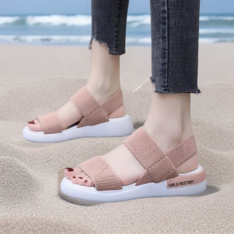 Summer Women's Sandals Lightweight Flat Shoes Comfortable Solid Color Elastic Cloth Upper Fashion Anti-slip Women Platform Shoes
Summer Women's Sandals Lightweight Flat Shoes Comfortable Solid Color Elastic Cloth Upper Fashion Anti-slip Women Platform Shoes