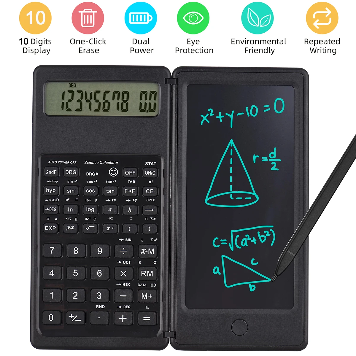 Folding Calculator 10-digit Calculator With LCD Handwriting Board Pen 6.5 Inch LCD Writing Tablet Stylus Pen for Office Study Wo
Folding Calculator 10-digit Calculator With LCD Handwriting Board Pen 6.5 Inch LCD Writing Tablet Stylus Pen for Office Study Wo