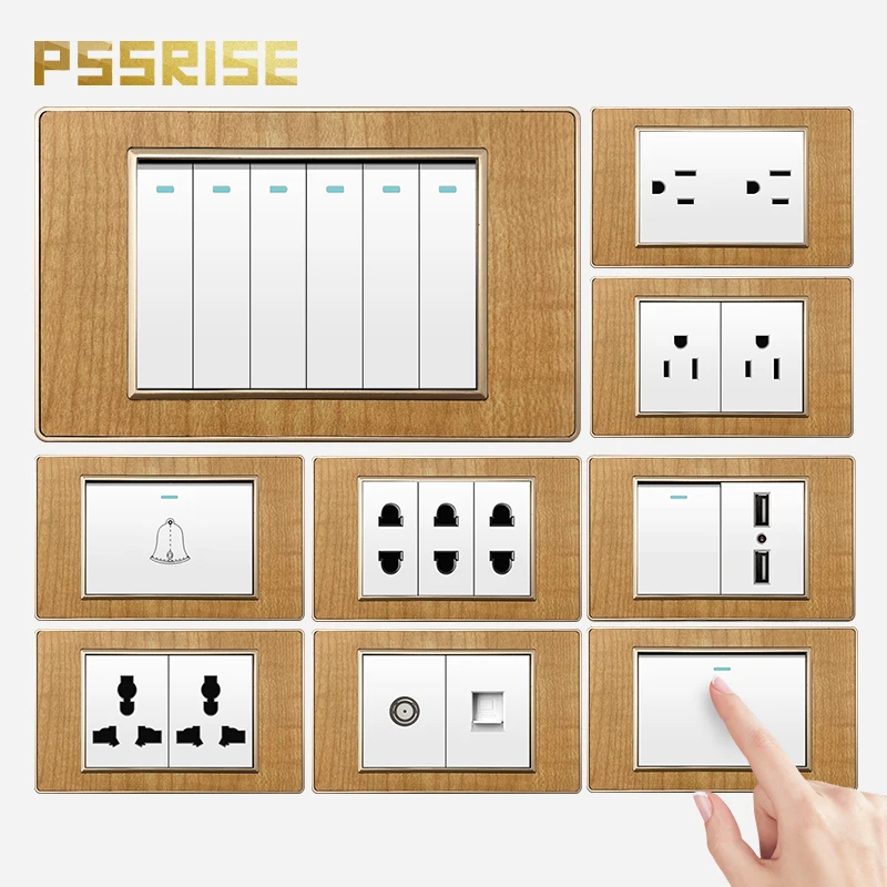PSSRISE M20 AU US Standard Wall Light Switch Power Socket Grounded Outlet White Wood Grain Panel TV TEL USB Combination 118*74mm
PSSRISE M20 AU US Standard Wall Light Switch Power Socket Grounded Outlet White Wood Grain Panel TV TEL USB Combination 118*74mm
