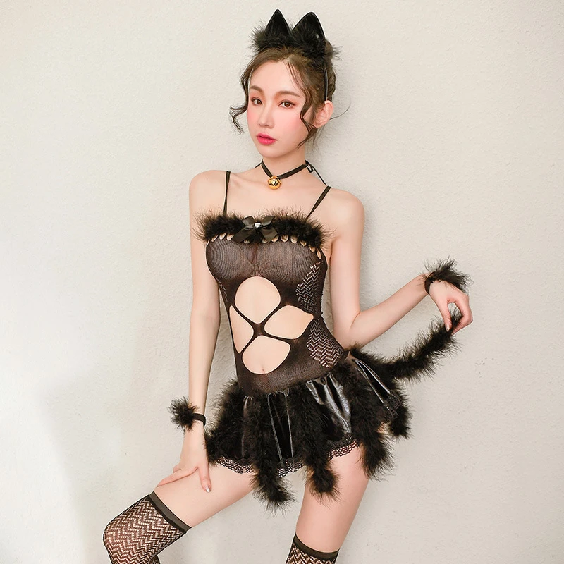 Соблазнительный цельный сетчатый костюм, комплект униформы, сексуальное и забавное нижнее белье, облегающее платье, женская одежда для ролевых игр