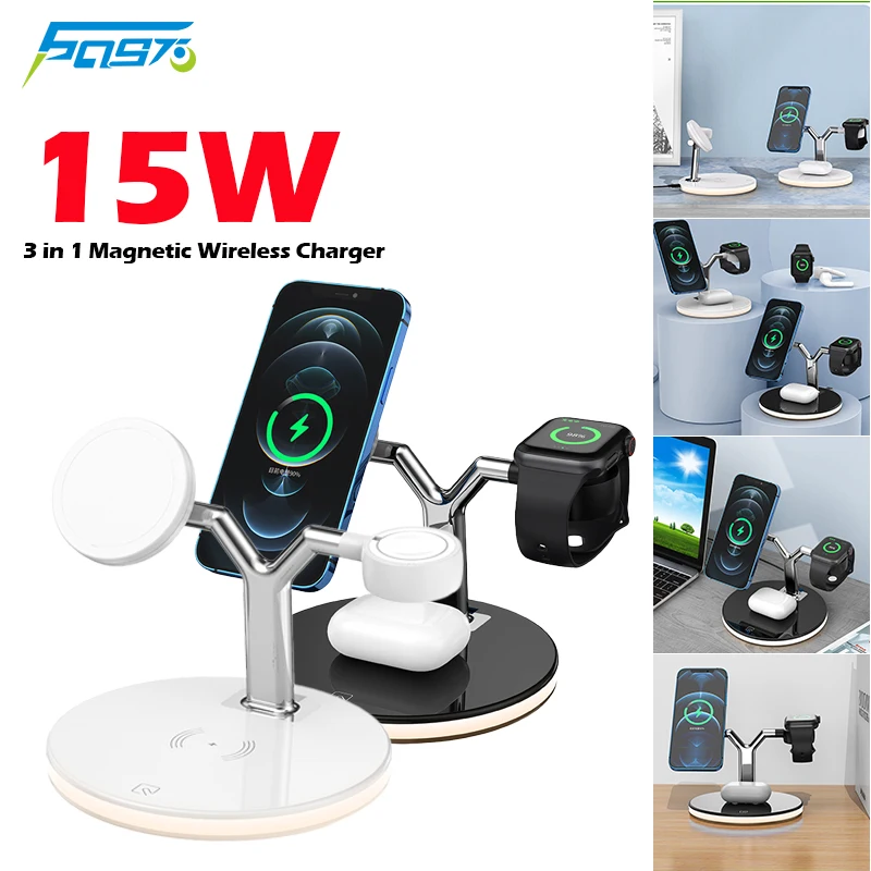 15W Detachable Magnetic Wireless Chargers Stand for iPhone 12 13 Apple Watch 2-7 SE Qi TWS Charging Headphone With Night Light
15W Detachable Magnetic Wireless Chargers Stand for iPhone 12 13 Apple Watch 2-7 SE Qi TWS Charging Headphone With Night Light