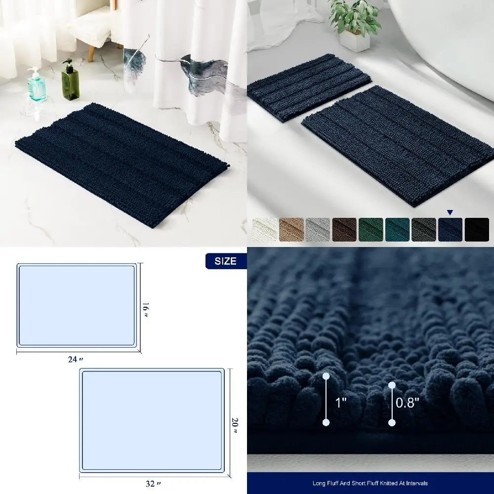 Textured, Durable & Cozy Shag Rugs. Beautifully Textured & Durable Navy Blue 16in x 24in Cozy Soft Chenille Striped Shag Bathro
Textured, Durable & Cozy Shag Rugs. Beautifully Textured & Durable Navy Blue 16in x 24in Cozy Soft Chenille Striped Shag Bathro