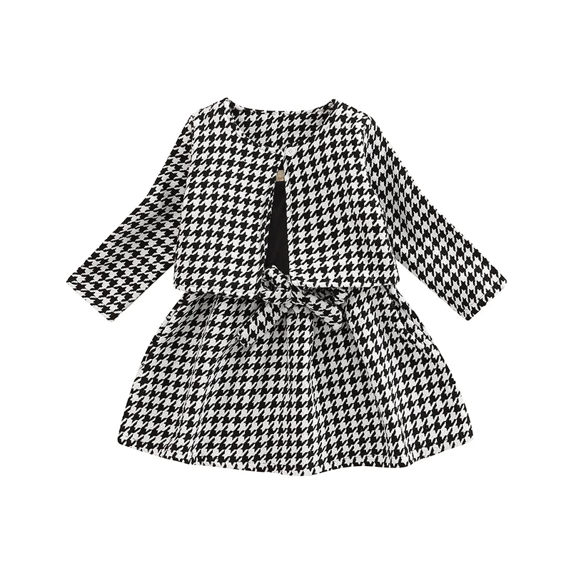 Children Girls Clothes Kids Outfit Sets Houndstooth Printed Pattern Single Long Sleeve Patchwork Dress Matching Outwear Coat
Children Girls Clothes Kids Outfit Sets Houndstooth Printed Pattern Single Long Sleeve Patchwork Dress Matching Outwear Coat