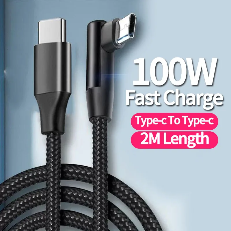 2M PD 100W Fast Charging USB-C to Type C Cable for MacBook Laptop 90 Degree Elbow Phone Data Cord for Xiaomi Huawei Samsung
2M PD 100W Fast Charging USB-C to Type C Cable for MacBook Laptop 90 Degree Elbow Phone Data Cord for Xiaomi Huawei Samsung