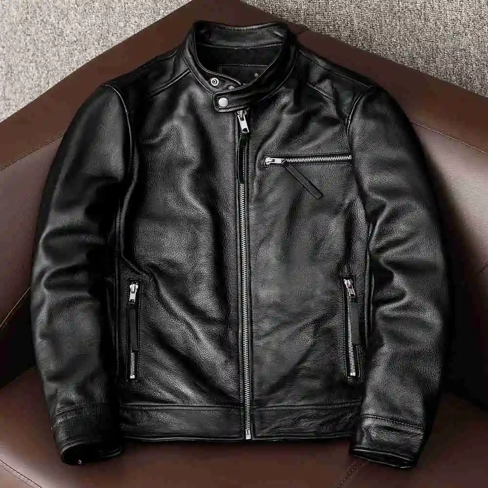 Moto Biker Coat Slim Spring Black Autumn Asian Size Men's Clothing Genuine Cow Leather Jacket Men Motorcycle Cowhide Clothes
Moto Biker Coat Slim Spring Black Autumn Asian Size Men's Clothing Genuine Cow Leather Jacket Men Motorcycle Cowhide Clothes