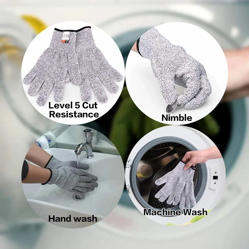 

13G Food Contact Approval Glove HPPE Anti-cut Level 5 Cut Resistant Safety Cut Proof Working Hands Gloves