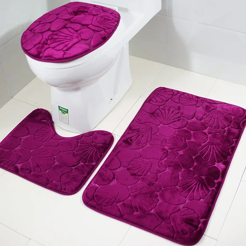 

Zeegle Bathroom Bath Mat Set Toilet Rugs Flannel Anti Slip Shower Carpets Set Home Toilet Lid Cover Shower Room Rug Floor Mats