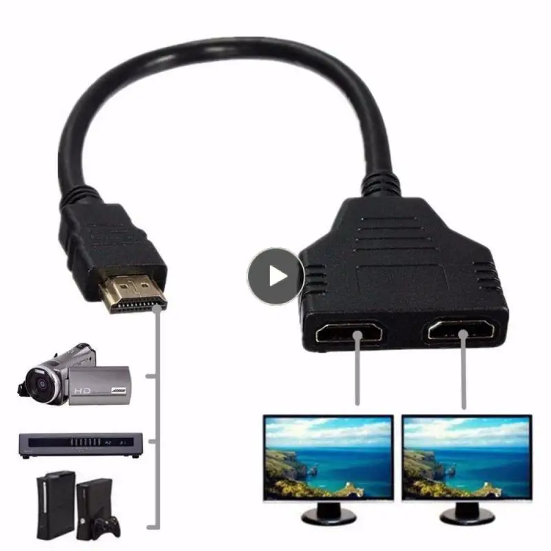 

Высококачественный разветвитель 1 в 2, кабель 30 см, передача сигнала 1080p, HDMI-совместимый адаптер, портативный конвертер адаптера