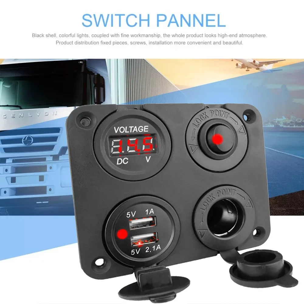 New 12V 24V Power Socket Dual USB Ports Car Charger With LED Voltmeter On-Off Switch 4 In 1 Universal Auto Vehicle Boat Panel
New 12V 24V Power Socket Dual USB Ports Car Charger With LED Voltmeter On-Off Switch 4 In 1 Universal Auto Vehicle Boat Panel