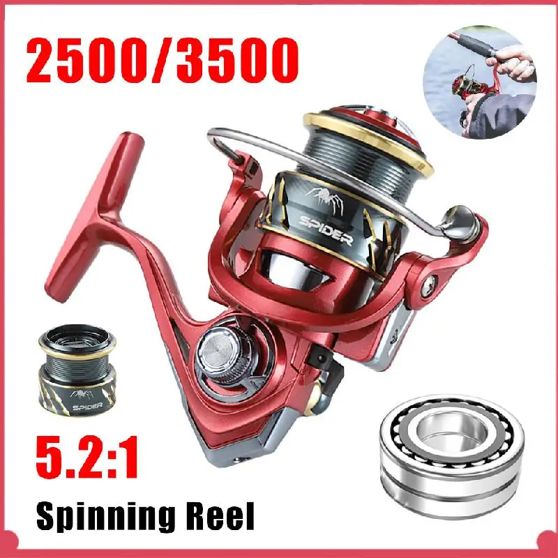 2500/3500 Spinning Reel 5.2:1 High Speed Fishing Reel 5+1BB Metal Spool Handle Carp Trout Freshwater Saltwater Fishing Equipment
2500/3500 Spinning Reel 5.2:1 High Speed Fishing Reel 5+1BB Metal Spool Handle Carp Trout Freshwater Saltwater Fishing Equipment