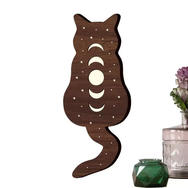 Moon Phase Cat Shape Wooden Decor Wall Hanging Boho Art Hanging Room Decoration With LED Lights Non-trace Stickers Home Decor
Moon Phase Cat Shape Wooden Decor Wall Hanging Boho Art Hanging Room Decoration With LED Lights Non-trace Stickers Home Decor
