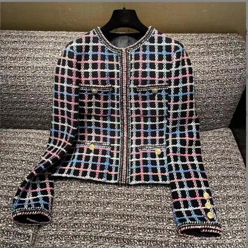 Small Fragrance Luxury Designer Plaid Jacket Women Autumn Winter Vintage Tweed Wool Jackets Coats Fashion Strreetwear 2022 w431
Small Fragrance Luxury Designer Plaid Jacket Women Autumn Winter Vintage Tweed Wool Jackets Coats Fashion Strreetwear 2022 w431