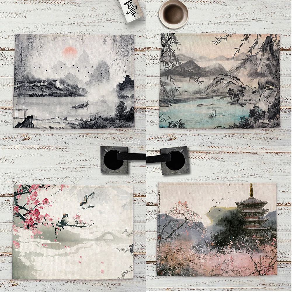 Chinese Landscape Ink Placemat Kitchen Decorative Dining Table Mat Coaster Coffee Coaster
Chinese Landscape Ink Placemat Kitchen Decorative Dining Table Mat Coaster Coffee Coaster