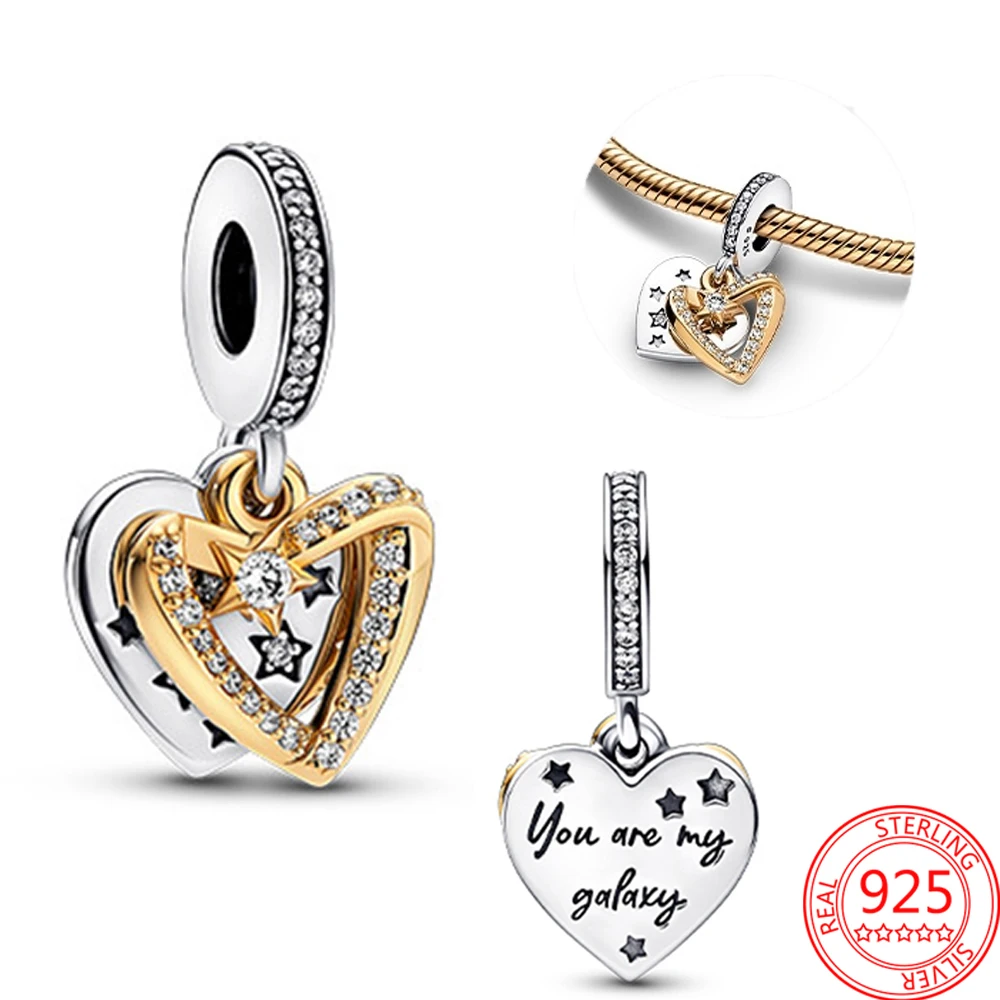 Galaxy Series S925 Silver Gold Plated Pave Zircon Star Heart Pendant Fit Pandora Moment Bracelet Charm DIY Jewelry Gift Making
Galaxy Series S925 Silver Gold Plated Pave Zircon Star Heart Pendant Fit Pandora Moment Bracelet Charm DIY Jewelry Gift Making