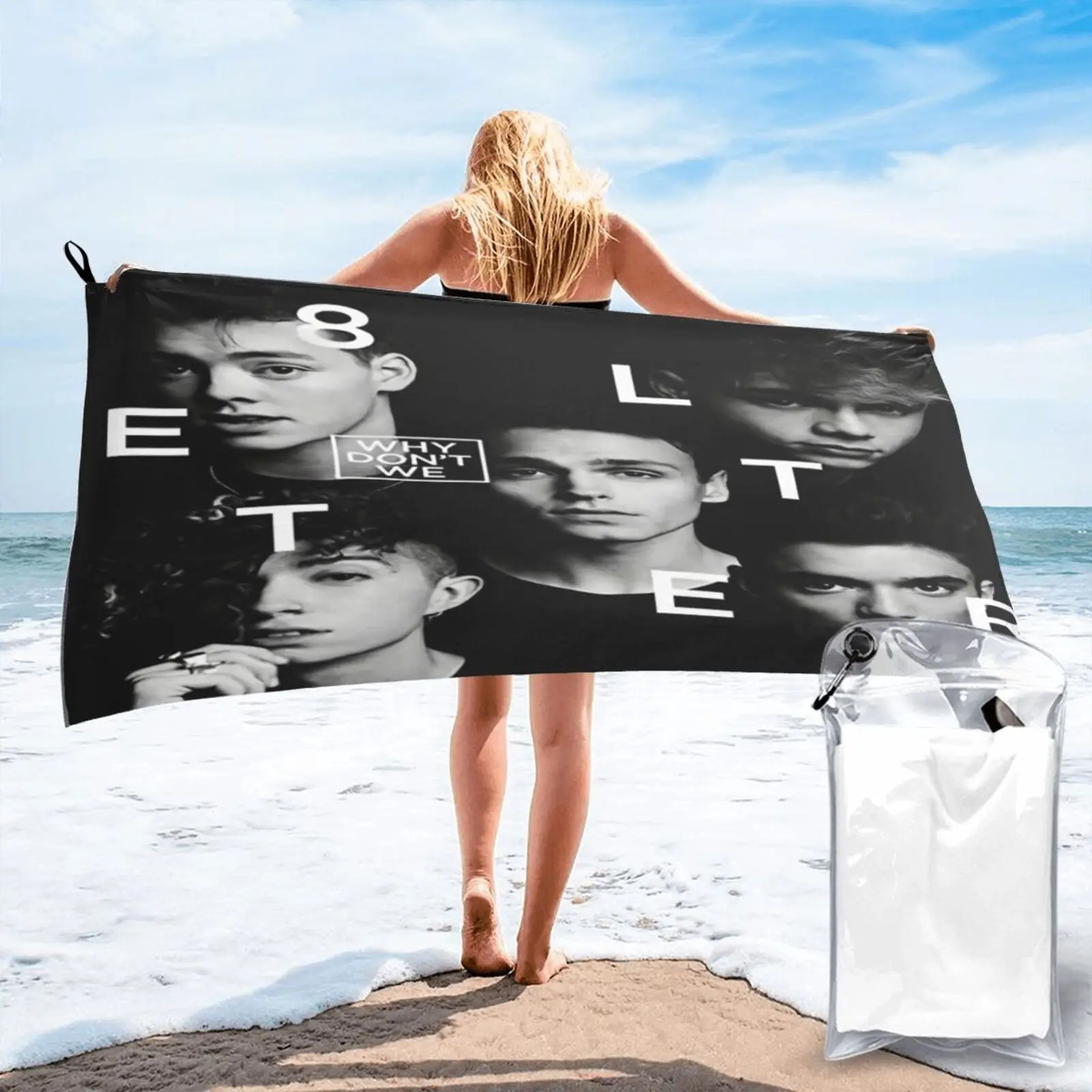 

Why Dont We 8 Letters Years Towel Baby Towel Bathrobe Female For The Beach Microfiber Towel Beach Mat Bath-House For The Beach