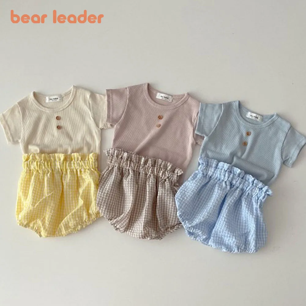 Bear Leader/Летний новорожденный короткий рукав, комплект одежды для девочек, Однотонная футболка в рубчик + клетчатые шорты, костюм комплект из 2...
Bear Leader/Летний новорожденный короткий рукав, комплект одежды для девочек, Однотонная футболка в рубчик + клетчатые шорты, костюм комплект из 2...