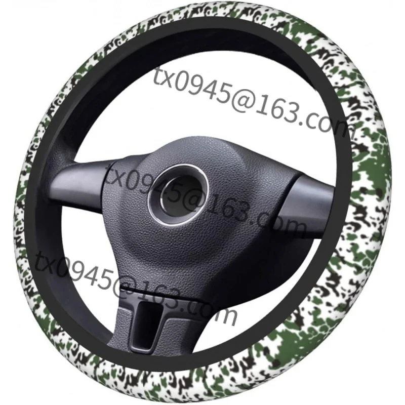 

Camo Flecktarn Car Steering Wheel Cover for Women Universal Neoprene Anti Slip Car Accessories Decorative Wheel Protector15 Inch