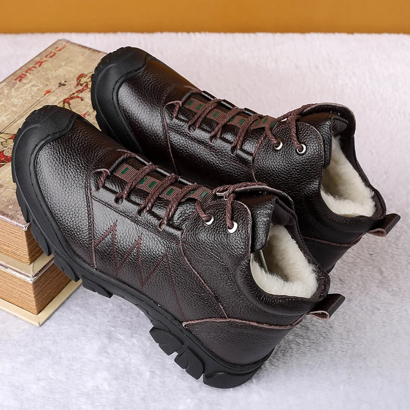 Misalwa Cow Genuine Leather Wool Men Shoes Warm Comfortable Mens Boots Outdoor Waterproof Snow Boots Russia Winter
Misalwa Cow Genuine Leather Wool Men Shoes Warm Comfortable Mens Boots Outdoor Waterproof Snow Boots Russia Winter