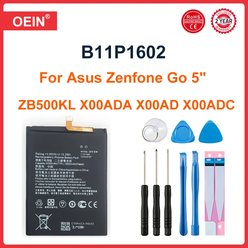 

ASUS 100% Original B11P1602 2600mAh NEW Battery For Asus Zenfone Go 5" ZB500KL X00ADA X00AD X00ADC CellPhone Battery