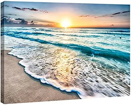 

Sea Waves Large Canvas Prints Ocean Beach Pictures Paintings Ready to Hang for Living Room Bedroom Home Decorations Modern Str