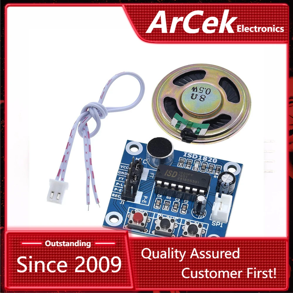 ISD1820 recording module voice module the voice board telediphone module board with Microphones+Loudspeaker
ISD1820 recording module voice module the voice board telediphone module board with Microphones+Loudspeaker