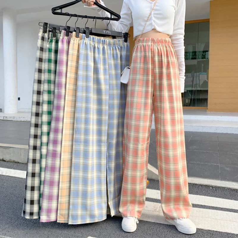 Plaid Women Pants Elastic High Waist Summer Thin Straight Pants Loose Fashion Spring Casual Ladies Trousers New
Plaid Women Pants Elastic High Waist Summer Thin Straight Pants Loose Fashion Spring Casual Ladies Trousers New