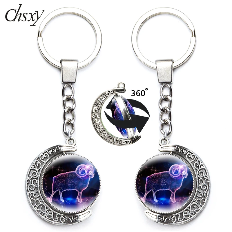 New 12 Constellation Keychain Glass Ball Pendant Zodiac 360 Degrees Rotated Moon Keyring for Bag Romantic Gift Jewelry Accessory
New 12 Constellation Keychain Glass Ball Pendant Zodiac 360 Degrees Rotated Moon Keyring for Bag Romantic Gift Jewelry Accessory