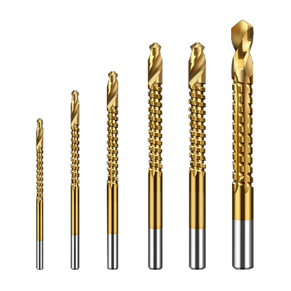 

6Pcs Cobalt Drill Bit Set Spiral Screw Metric Composite Tap Drill Bit Tap Twist Drill Bit Set Cutting Drilling Polishing Tools