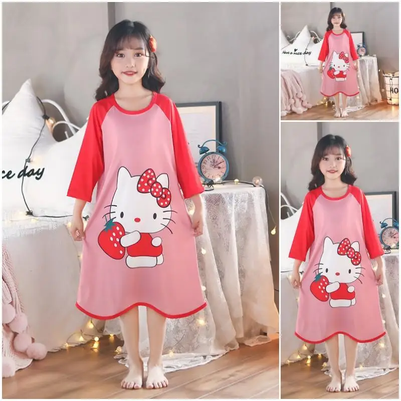 Sanrio Kawaii Anime Hello Kitty Children Nightdress Cute Girl Short Sleeve Pajamas Dress Summer Homewear Cartoon Girl Clothing
Sanrio Kawaii Anime Hello Kitty Children Nightdress Cute Girl Short Sleeve Pajamas Dress Summer Homewear Cartoon Girl Clothing