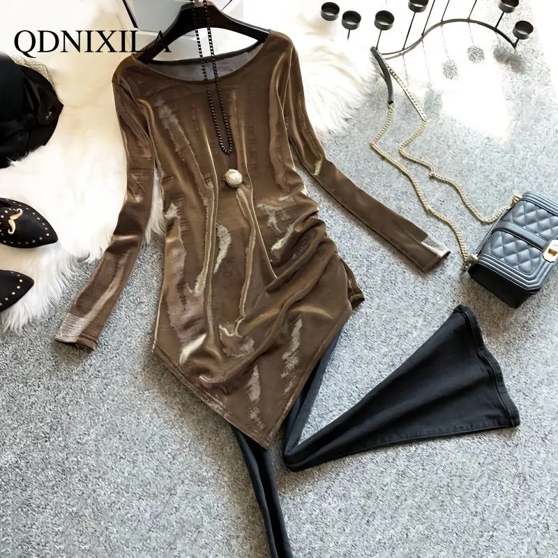 Blouses for Women Fashion 2023 Korean Bright Silk Slim Women Shirt Long Sleeve Irregular Top Women's T-shirt Women's Dress
Blouses for Women Fashion 2023 Korean Bright Silk Slim Women Shirt Long Sleeve Irregular Top Women's T-shirt Women's Dress
