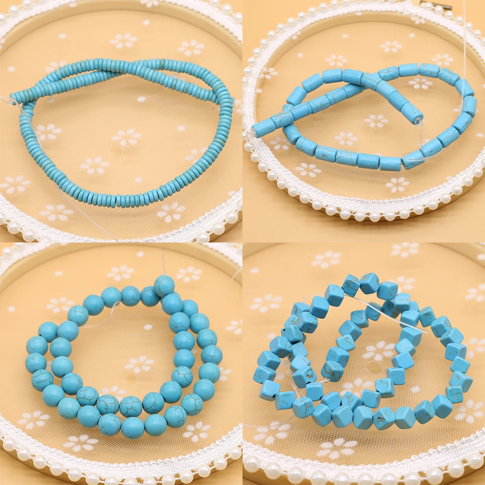 

Various Shape Blue Turquoise Beads Cylindrical Natural Stone Loose Beads for Women Jewelry Making DIY Charm Necklace Bracelets