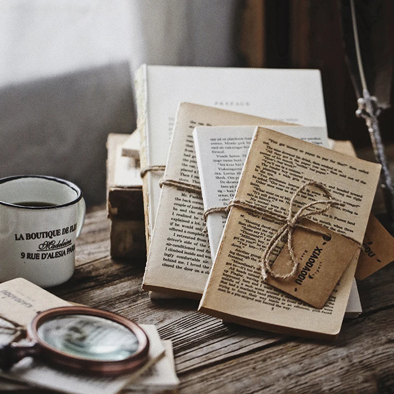 

Retro Old Book Bundled Hemp Rope Yellow Paper Photography Props Book Page Window Decoration Home Decoration Christmas Decoration