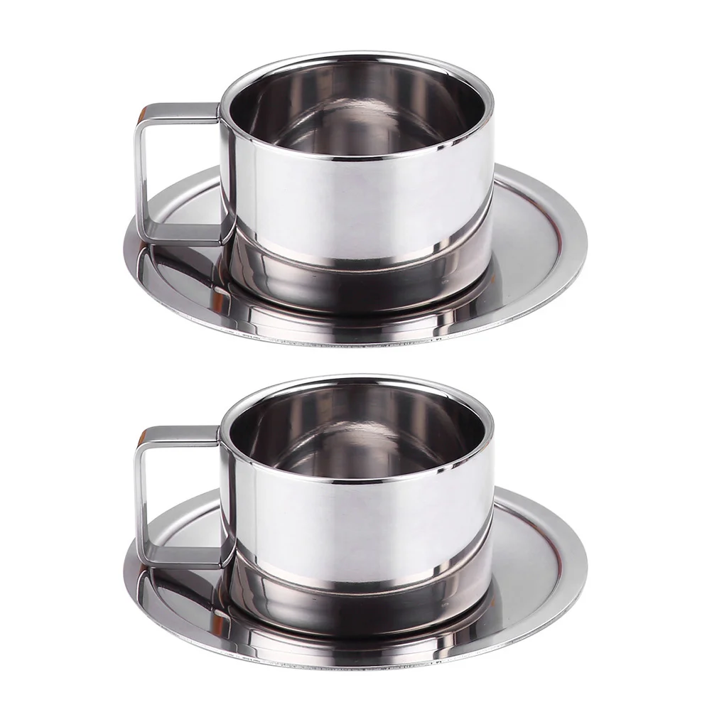 2 Sets Cups Household Water Cup Stainless Steel Coffee Mug Espresso Cups Coffee Cup With Saucer for Hotel Kitchen Home
2 Sets Cups Household Water Cup Stainless Steel Coffee Mug Espresso Cups Coffee Cup With Saucer for Hotel Kitchen Home