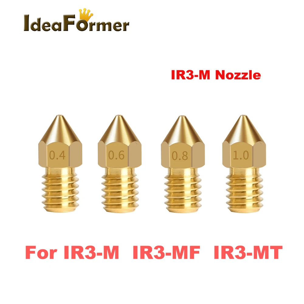 

IdeaFormer 5/10pcs New IR3 Nozzle 0.4/0.6/0.8/1.0mm Brass M6 For 1.75mm Filament IR3-M IR3-MT IR3-MF Hotend 3D Printer Parts