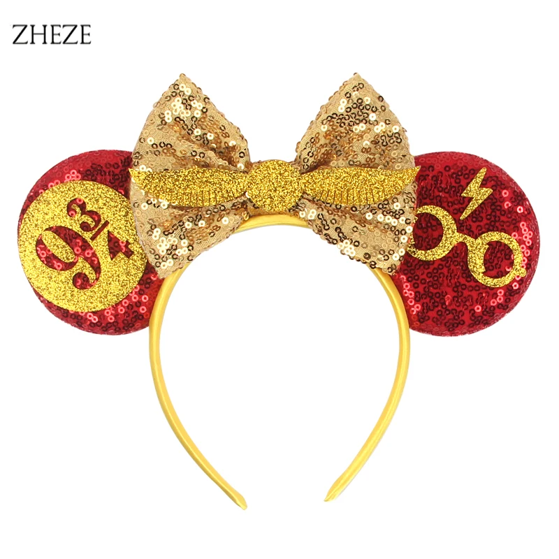 

2022 New Mouse Ears Headband Cartoons Character Glitter 5" Bow Hairband Girls Brithday Party Festival Gift DIY Hair Accessories