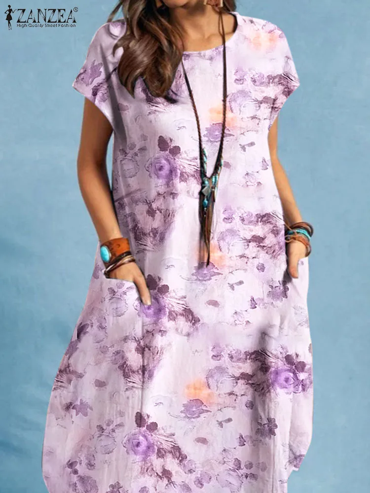 Платье ZANZEA женское средней длины с цветочным принтом, Модный повседневный винтажный сарафан с коротким рукавом и круглым вырезом, лето 2023
Платье ZANZEA женское средней длины с цветочным принтом, Модный повседневный винтажный сарафан с коротким рукавом и круглым вырезом, лето 2023