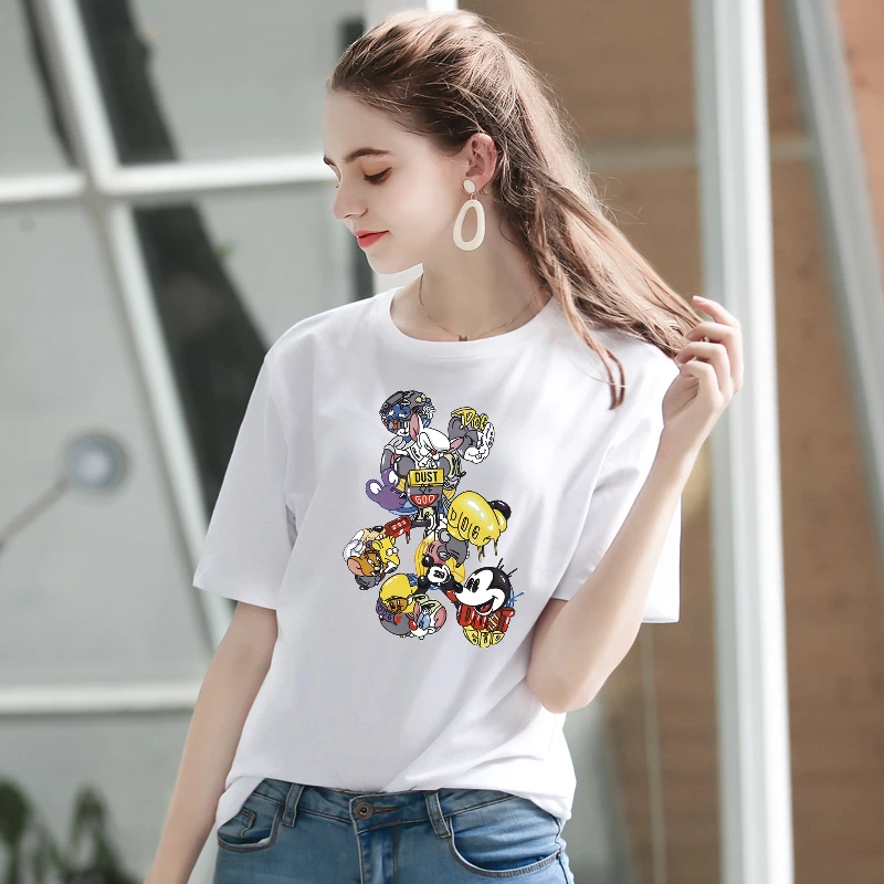 Смешные футболки большого размера 4XL с изображением Диснея Микки Мауса женские