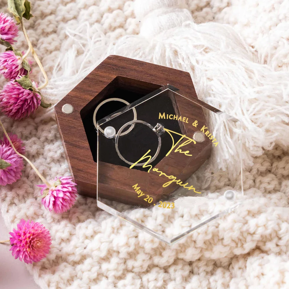 Personalized Wedding Ring Box Ring Bearer with Acrylic Lid & Wood Base Wedding Ring Holder Wedding Anniversary Gifts for Her 
Personalized Wedding Ring Box Ring Bearer with Acrylic Lid & Wood Base Wedding Ring Holder Wedding Anniversary Gifts for Her