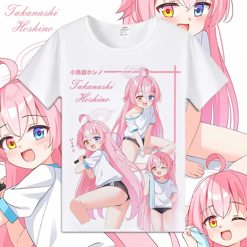Модная белая аниме футболка Takanashi Hoshino с коротким рукавом летний топ для мужчин и