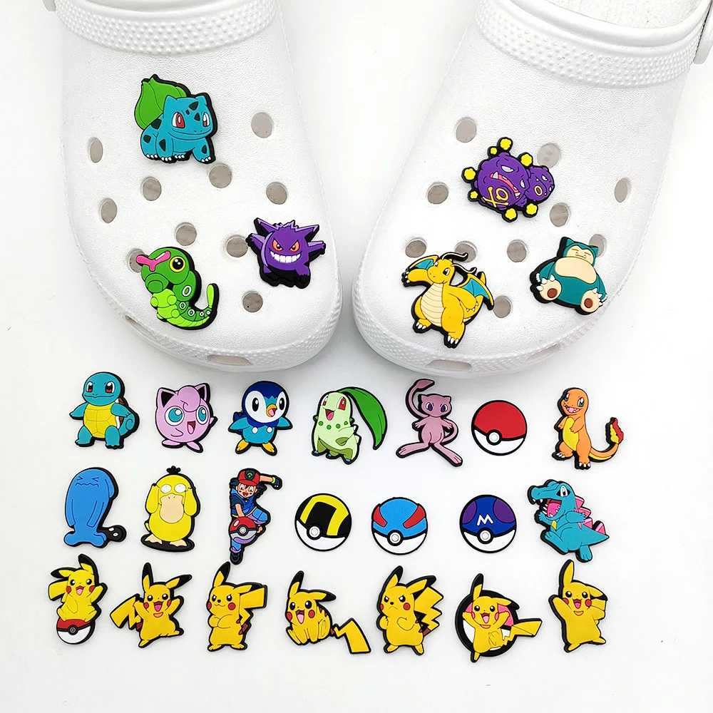 

27Pcs Pokemon Shoe Charms Pikachu Shoe Accessories Kawaii Sanrio Cinnamoroll Kuromi Jibbitz Decration Crocs Sandals Kids Gifts