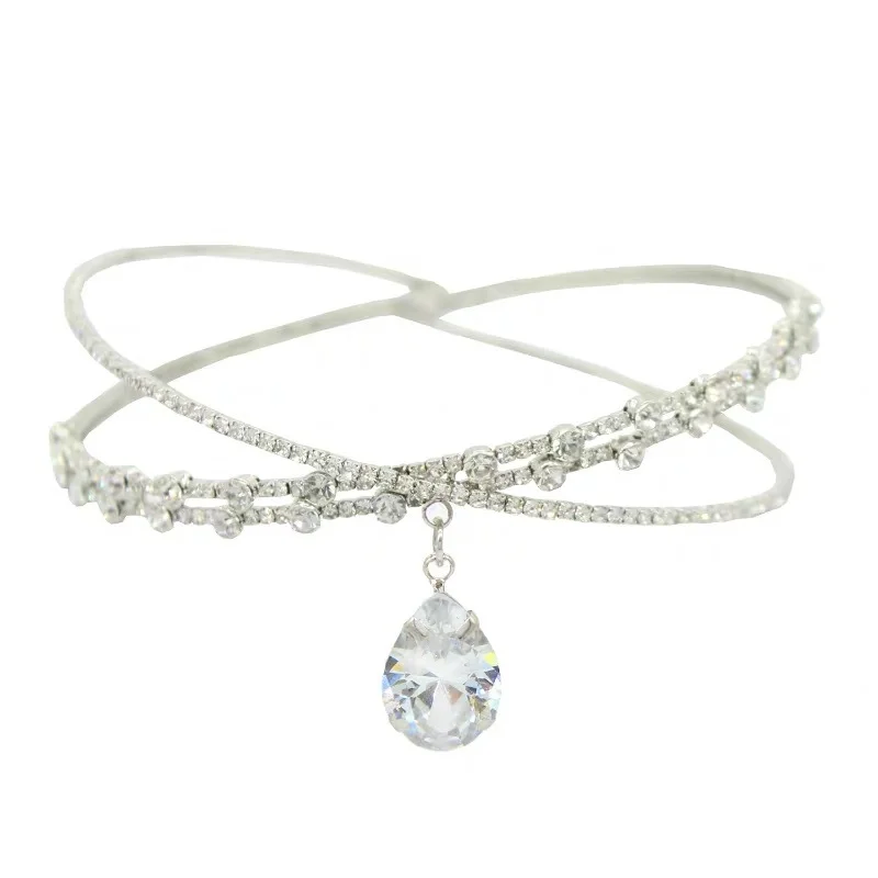 

Простое персонализированное ожерелье с кулоном можно носить как головной убор Стразы ошейник Роскошный кулон-капля ожерелье аксессуары
