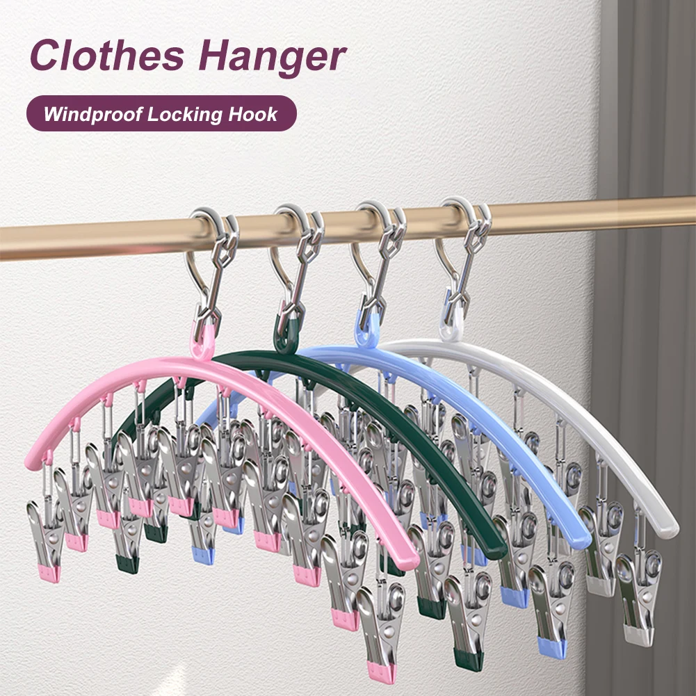 Clothes Hanger with 10 Clips Stainless Steel Laundry Rack Windproof for Drying Bras Towel Underwear Socks Diaper Baby Clothes
Clothes Hanger with 10 Clips Stainless Steel Laundry Rack Windproof for Drying Bras Towel Underwear Socks Diaper Baby Clothes
