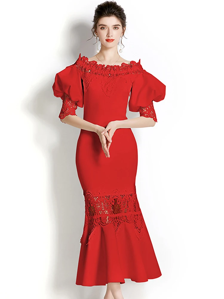 Женское вечернее платье с юбкой годе, элегантное дизайнерское платье с пышными рукавами, роскошное ажурное лоскутное коктейльное платье с ... 
Женское вечернее платье с юбкой годе, элегантное дизайнерское платье с пышными рукавами, роскошное ажурное лоскутное коктейльное платье с ...