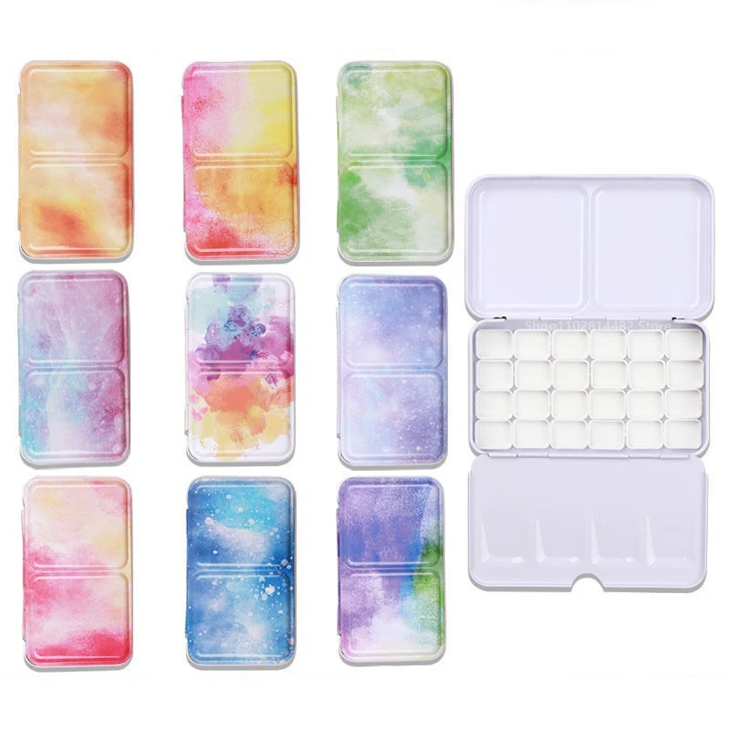 

24 Grids Half Pans Color Empty Palette Case Tins Box Paint Storage Iron Box For Watercolor Tray Paints Painting Art Supplies